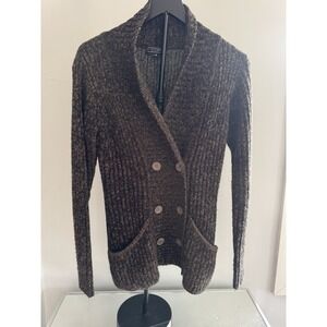 Cabincore Ski Brown Cozy Chunky Knit Cardigan Womens M Button Up Sweater